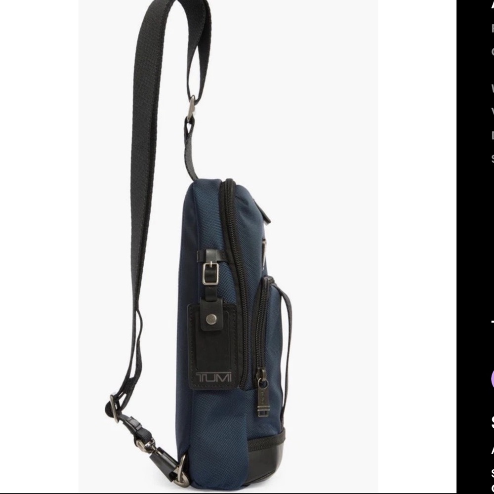 Tumi Fremont FIFE Slim Sling Bag Navy Blue NWT UNISEX - Picture 3 of 8